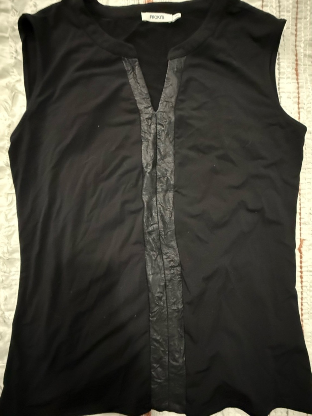 Ricki's Black Sleeveless Blouse with Center Trim